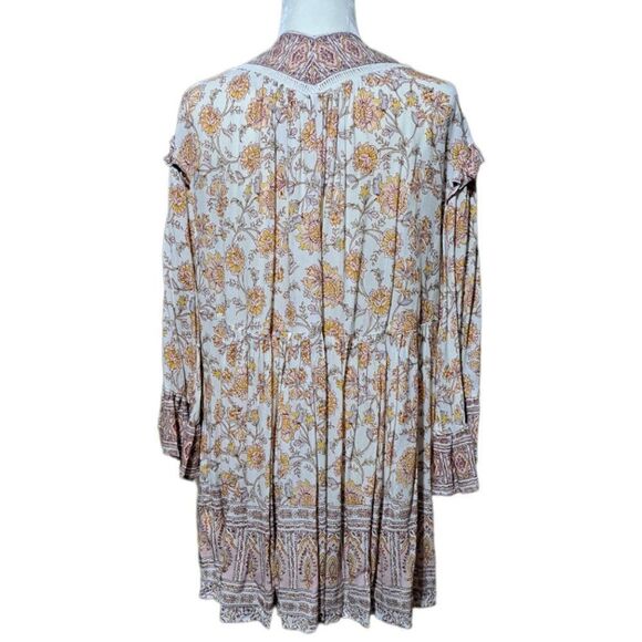 Free People Moonlight Dance Women's Printed Boho Tunic Top Ivory Combo Floral M - Picture 6 of 11
